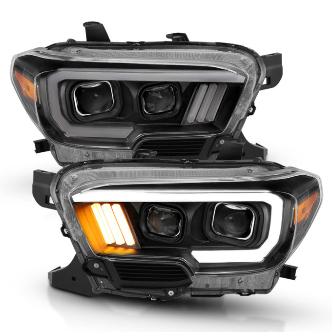 Black/Amber DRL Projector Headlights <br> 16-17 Toyota Tacoma
