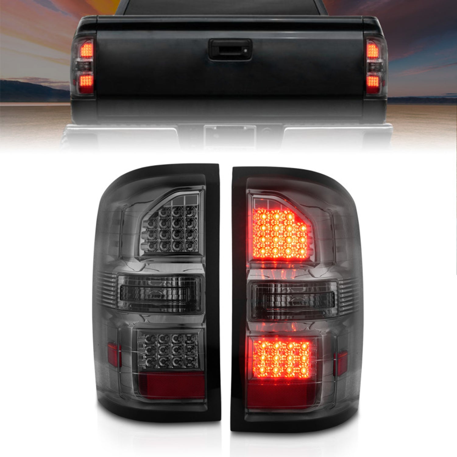 Black Housing Smoke Lens LED Tail Lights <br> 14-18 GMC Sierra 1500 2500 3500