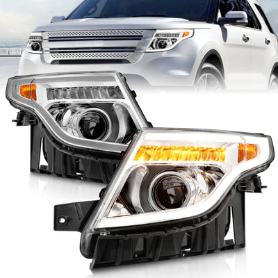 Chrome Housing LED DRL Projector Headlights <br> 11-15 Ford Explorer