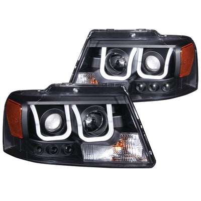 Black U-Bar Projector Headlights <br> 04-08 Ford F-150, 06-08 Lincoln Mark LT