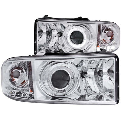 Chrome LED Halo Projector Headlights <br> 94-01 Dodge Ram 1500 2500 3500