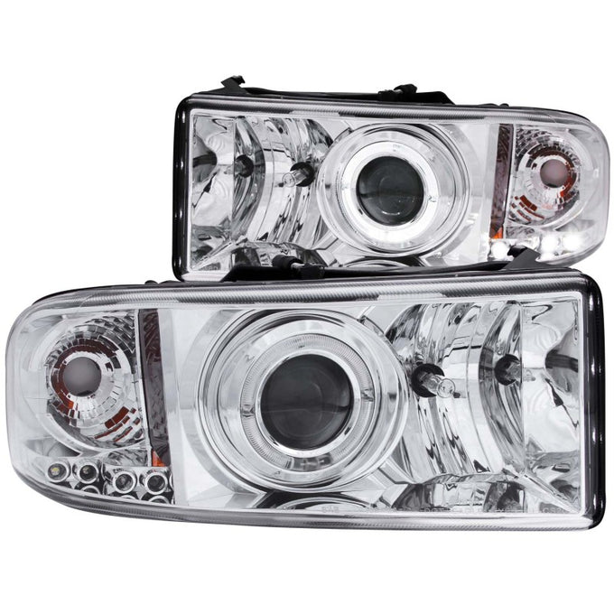 Chrome LED Halo Projector Headlights <br> 94-01 Dodge Ram 1500 2500 3500