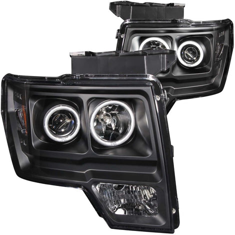 Black LED Halo Projector Headlights <br> 09-14 Ford F-150