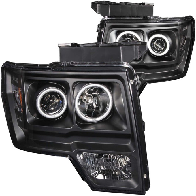 Black LED Halo Projector Headlights <br> 09-14 Ford F-150