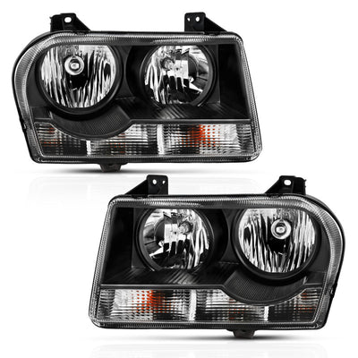 Black Crystal Headlights <br> 05-10 Chrysler 300