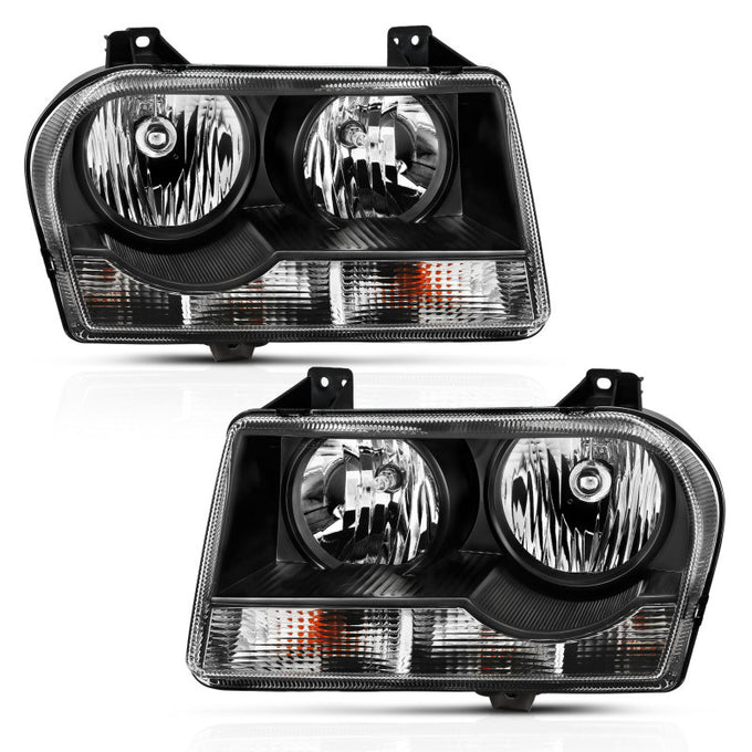Black Crystal Headlights <br> 05-10 Chrysler 300