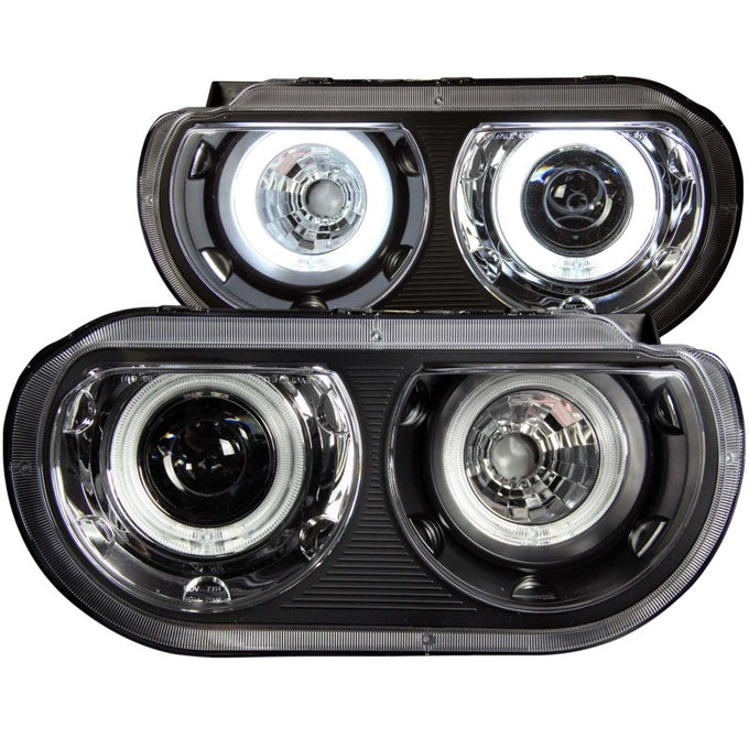 Black LED Halo Projector Headlights<br> 08-14 Dodge Challenger