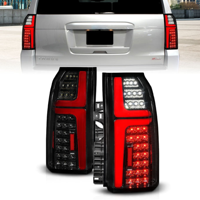 Black Housing Sequential LED Tube Taillights <br> 15-20 Chevy Tahoe Suburban
