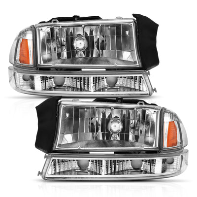 Chrome Amber Crystal Headlights <br> 97-04 Dodge Dakota