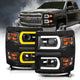 Black Plank Style LED Switchback Projector Headlight<br> 14-15 Chevy Silverado 1500