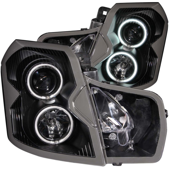 Black LED Halo Projector Headlights <br> 03-07 Cadillac Cts