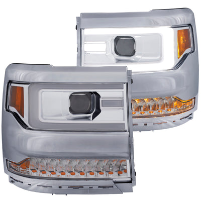Chrome Plank Style Projector Headlights w/Amber Croner<br>16-17 Chevy Silverado 1500