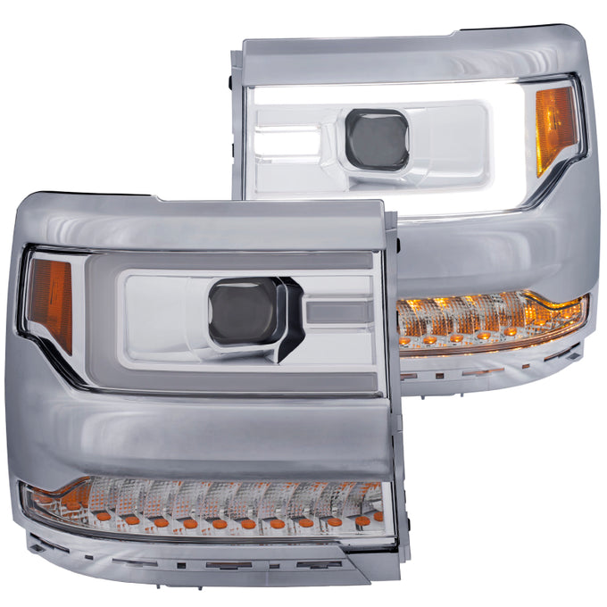 Chrome Plank Style Projector Headlights w/Amber Croner<br>16-17 Chevy Silverado 1500