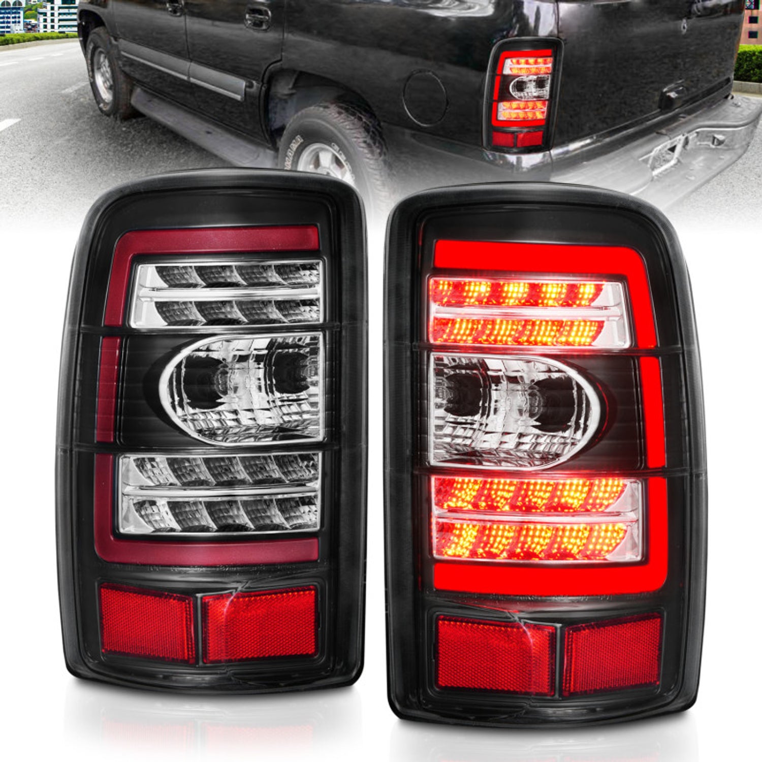 Black Housing LED Tail Lights <br> 00-06 Chevy Suburban, Tahoe, GMC Yukon