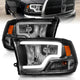 Black Housing Crystal Headlights w/LED Light Bar <br>09-18 Dodge Ram 1500 2500 3500