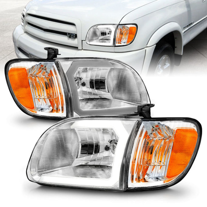 Chrome Housing LED DRL Crystal Headlights <br> 00-04 Tundra