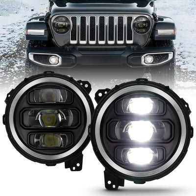 Black Full LED Projector Headlight <br> 18-19 Jeep Wrangler, 20-24 Gladiator