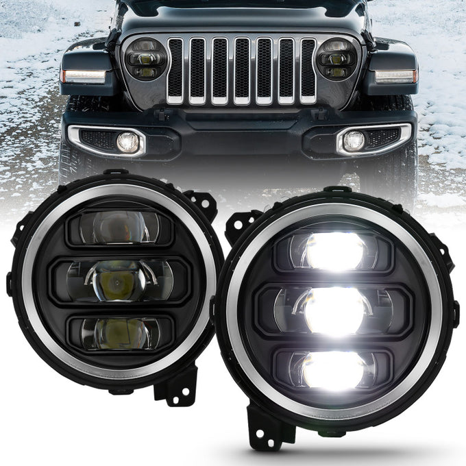 Black Full LED Projector Headlight <br> 18-19 Jeep Wrangler, 20-24 Gladiator