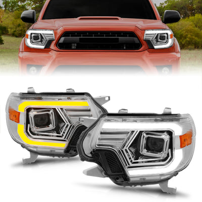 Chrome Plank Style LED Switchback Projector Headlights<br> 12-15 Toyota Tacoma