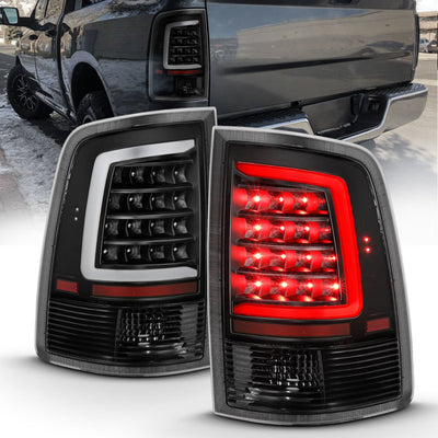 Black Housing Plank Style LED Taillights <br> 09-18 Dodge Ram 1500 2500 3500