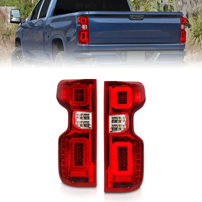 Chrome Housing Red G2 Full LED Tailights <br> 19-21 Chevy Silverado 1500