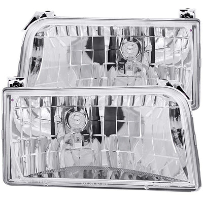 Chrome Crystal Headlights <br> 92-96 Ford F-150 F-250 F-350