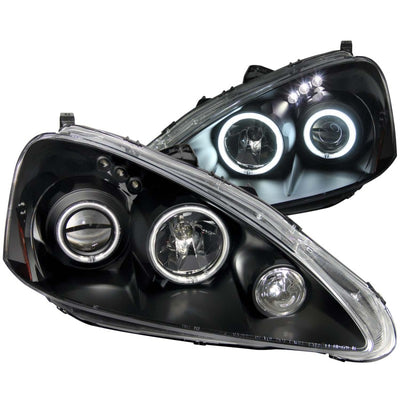 Black LED Halo Projector Headlights <br> 05-06 Acura Rsx