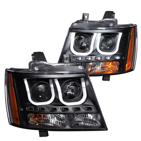 Black U-Bar Projector Headlights <br> 07-13 Chevy Avalanche, 07-14 Suburban