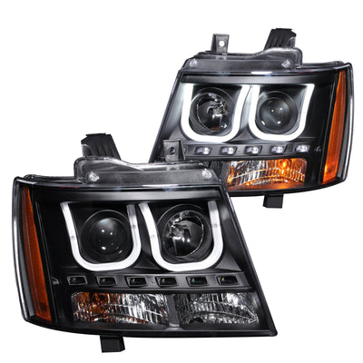 Black U-Bar Projector Headlights <br> 07-13 Chevy Avalanche, 07-14 Suburban