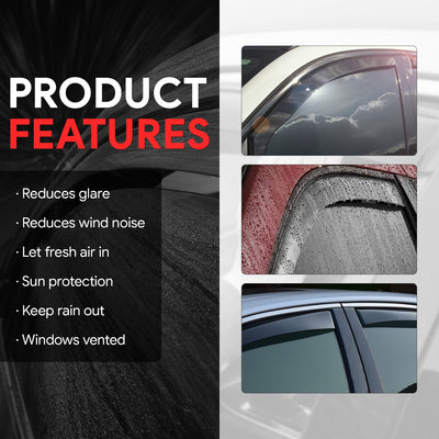 2Pcs Window Visors Guard Deflector <br> 92-24 Ford E-150 E-250 E-350 E-450 Super Duty
