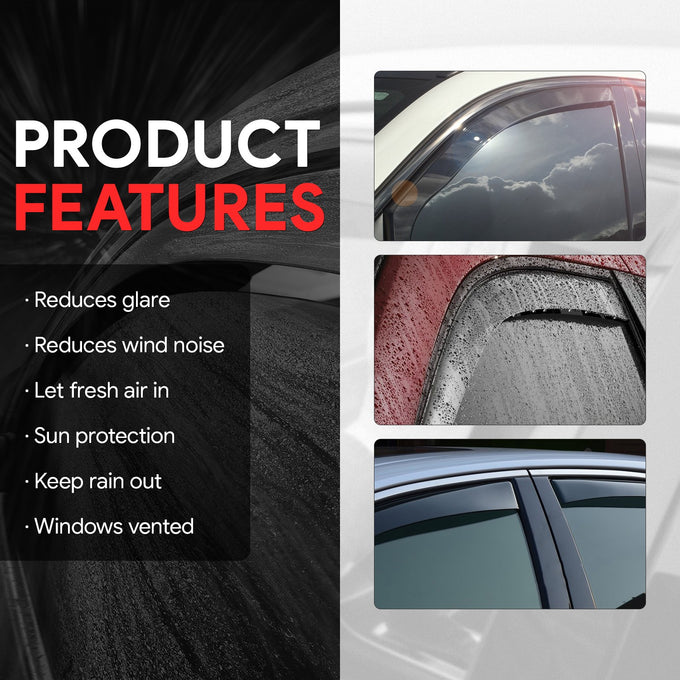 2Pcs Window Visors Guard Deflector <br> 92-24 Ford E-150 E-250 E-350 E-450 Super Duty