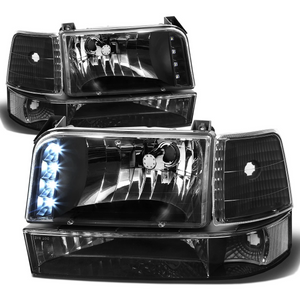 LED DRL Headlights 92-96 Ford F-150 250 350 Bronco