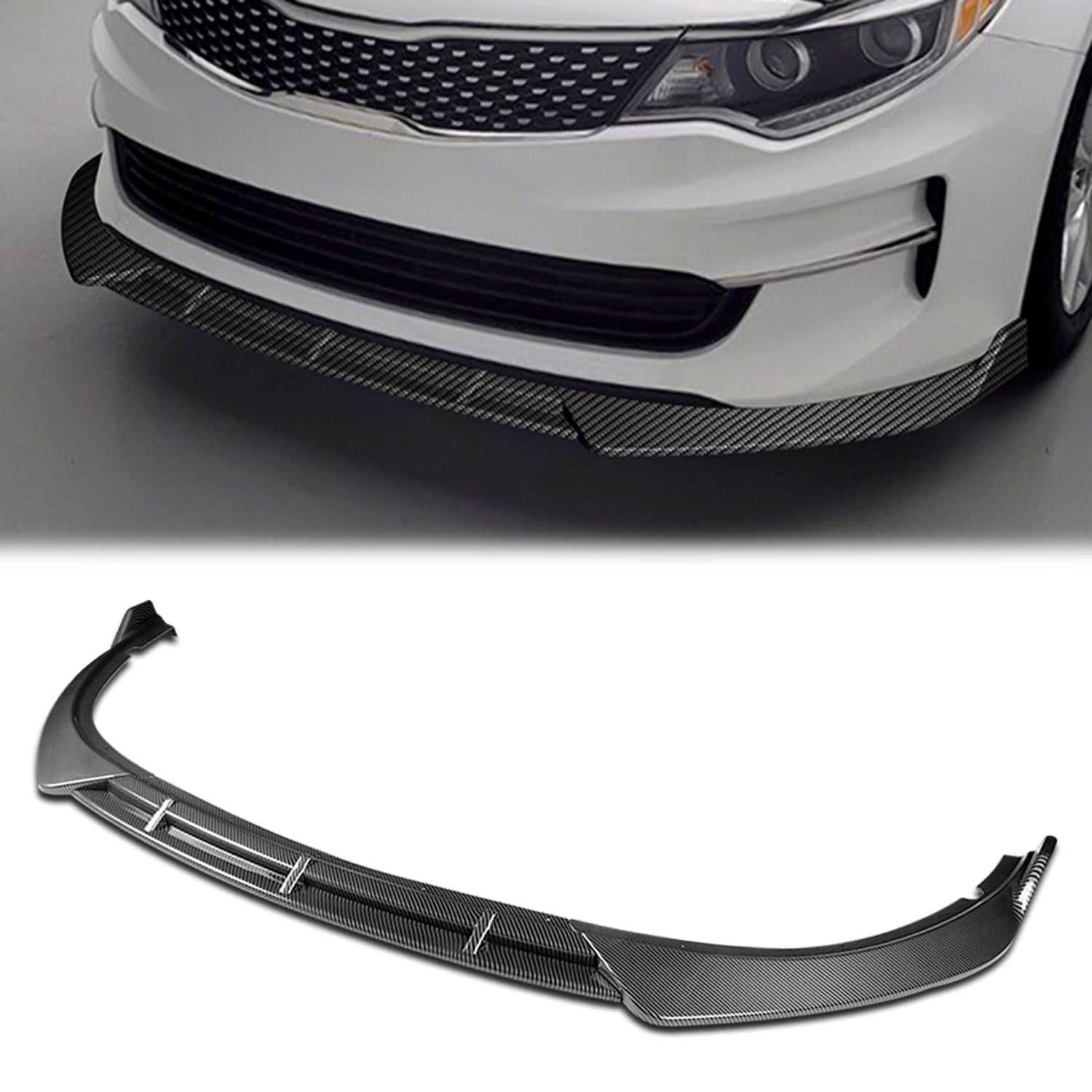 3 Pieces STP Style Front Bumper Lip<br>16-18 Kia Optima LX/EX/LX-Turbo