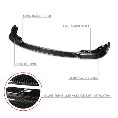 3 Pieces Front Bumper Lip<br>19-20 BMW 330i M340i 330e G20 M Sport