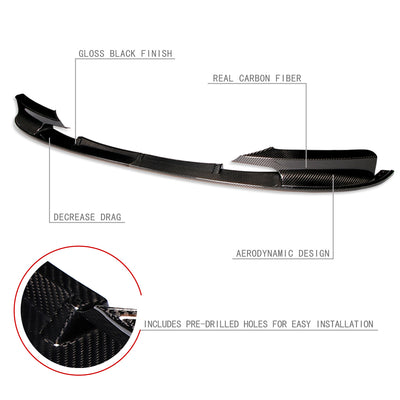 3 Pieces Front Bumper Lip<br>12-13 BMW 325i, 13-15 328i, 13-18 320i, 16-18 330i M Sport
