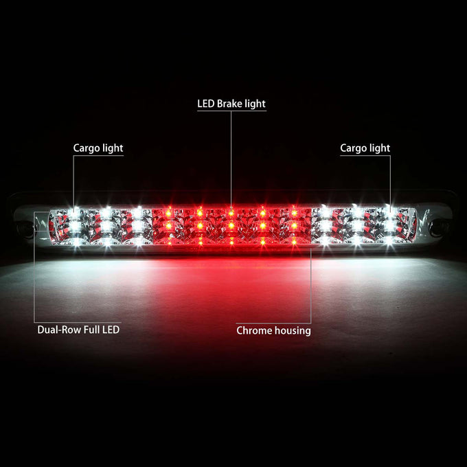 D-Motoring - Third Brake Light - LED - Dual Row - Chrome Housing - Plug-n-Play - Chevy Colorado / GMC Canyon - 2