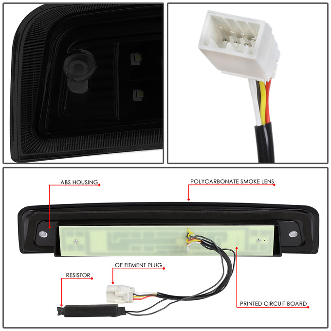 D-Motoring - Third Brake Light - 3D LED Bar - Black Housing - Smoked Lens - Plug-n-Play - Dodge Ram 1500 / 2500 / 3500 - 3