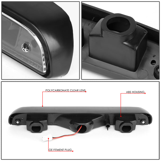 D-Motoring - 92-96 Ford F150 F250 F350Third Brake Light - LED - Black Housing - Clear Lens - Plug-n-Play - 4