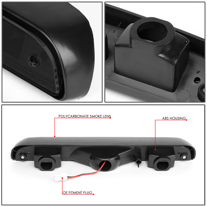 D-Motoring - 92-96 Ford F-150 F-250 F-350 BroncoThird Brake Light - LED - Tinted Housing - Smoked Lens - Plug-n-Play - 4