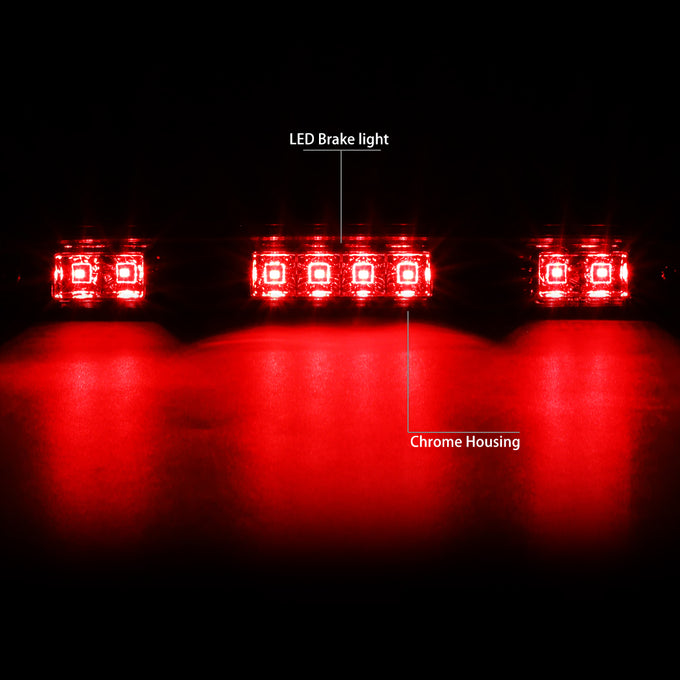 D-Motoring - 92-96 Ford F-150 F-250 F-350 BroncoThird Brake Light - LED - Chrome Housing - Clear Lens - Plug-n-Play - 2