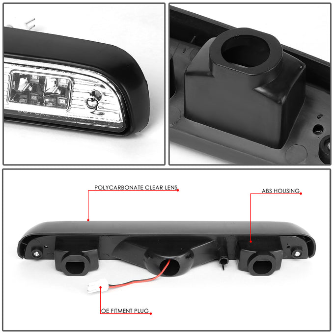 D-Motoring - 92-96 Ford F-150 F-250 F-350 BroncoThird Brake Light - LED - Chrome Housing - Clear Lens - Plug-n-Play - 4