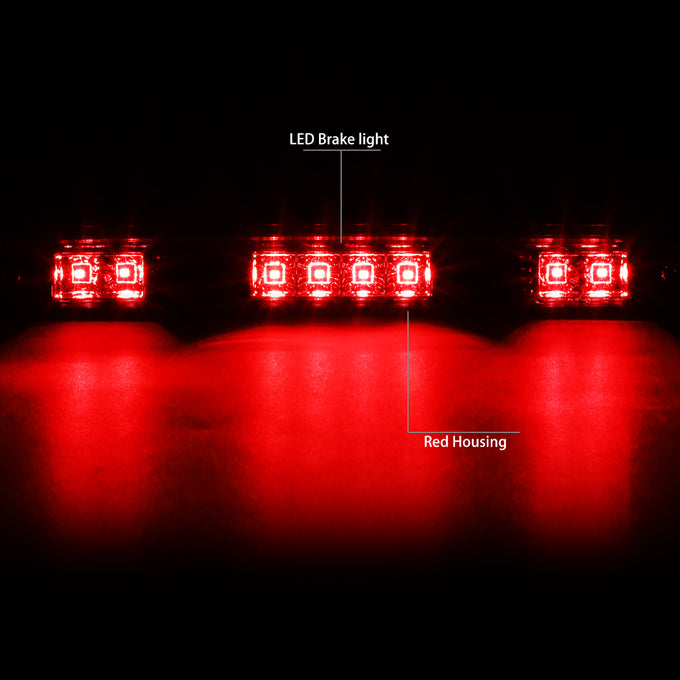 D-Motoring - 92-96 Ford F-150 F-250 F-350 BroncoThird Brake Light - LED - Red Housing - Red Lens - Plug-n-Play - 2