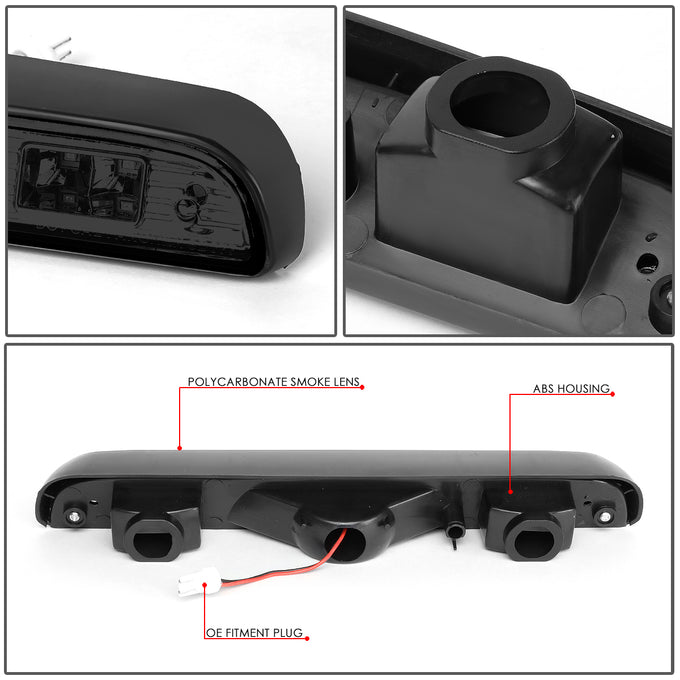 D-Motoring - 92-96 Ford F-150 F-250 F-350 BroncoThird Brake Light - LED - Smoked Housing - Smoked Lens - Plug-n-Play - 4