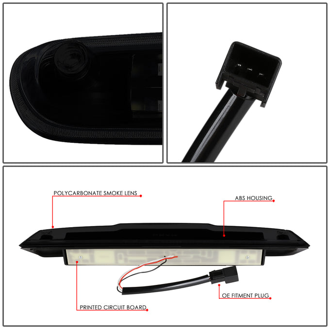 D-Motoring - Third Brake Light - LED - Black Housing - Smoked Lens - Plug-n-Play - Chevy Silverado 1500 / 2500HD / 3500HD / GMC Sierra 1500 / 2500HD / 3500HD - 3