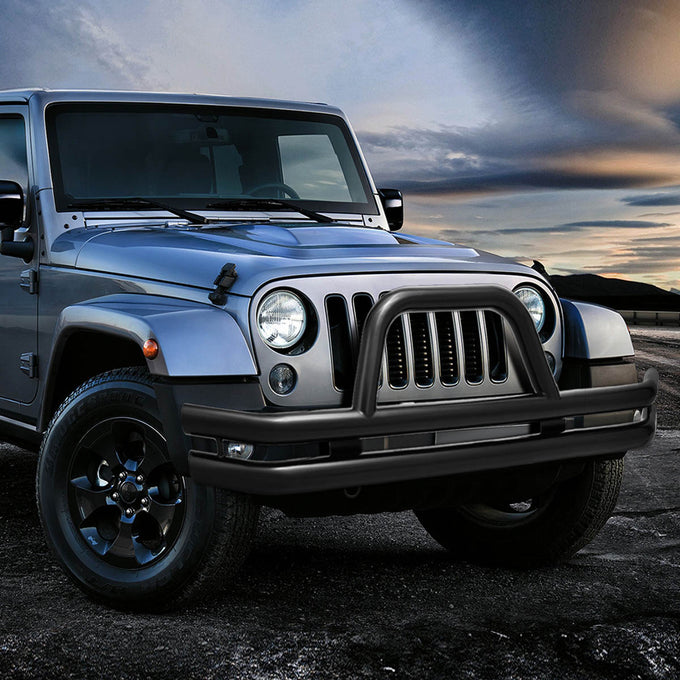 Black Front Bumper Replacement Grille Guard - 87-06 Jeep Wrangler - 4X4-T121-BK