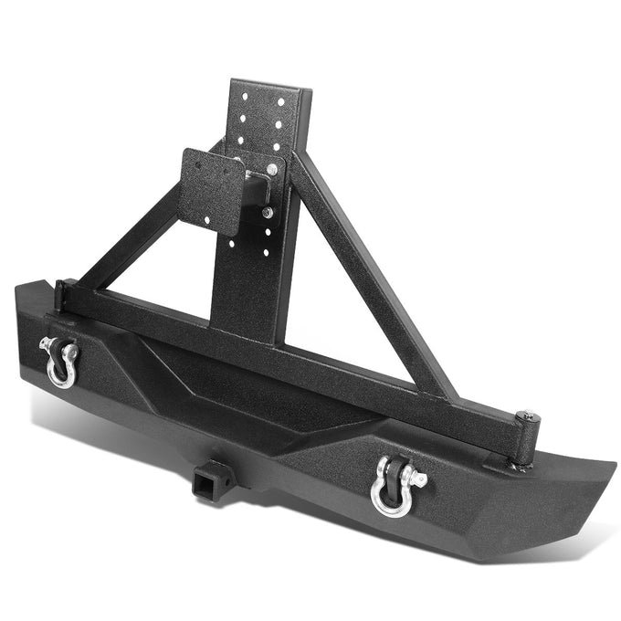 D-Motoring - Rear Bumper - Mid Width Style - With Hitch Receiver+D-Ring - 07-17 Jeep Wrangler - 2