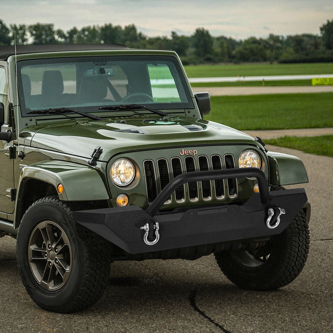 D-Motoring - Front Bumper - Mid Width Style - Auxilary Light Mounts - 07-17 Jeep Wrangler - 1