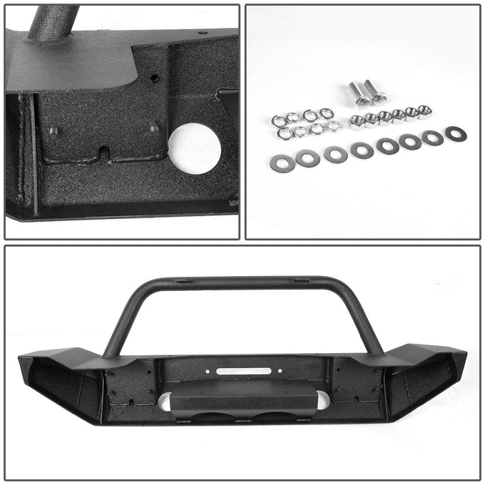 D-Motoring - Front Bumper - Stubby Width Style - Auxilary Light Mounts - 07-17 Jeep Wrangler - 5