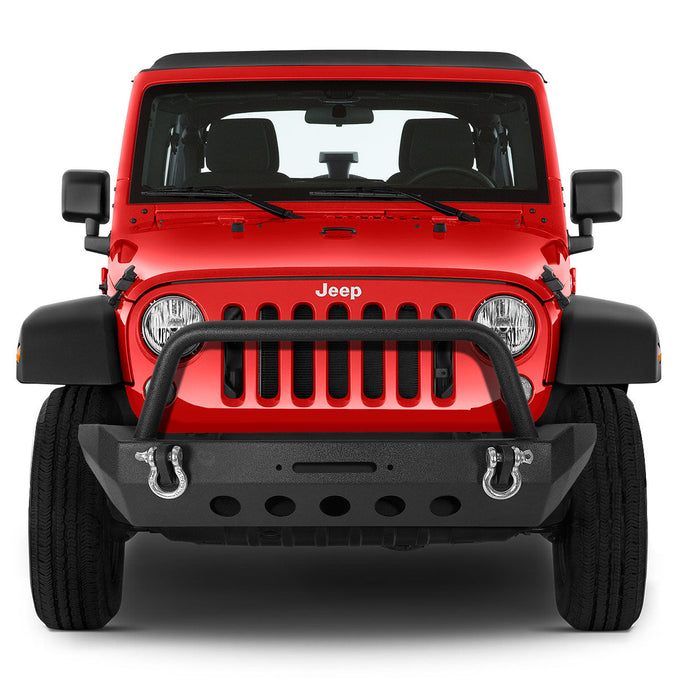 D-Motoring - Front Bumper - Stubby Width Style - Auxilary Light Mounts - 07-17 Jeep Wrangler - 1