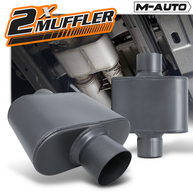 M-AUTO 2pcs Oval Exhaust Muffler 12.5
